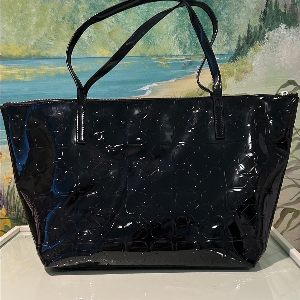 Kate Spade New York Sophie Shiny Black Patent Leather Tote. 13” x 10” x 6” - Picture 4 of 14